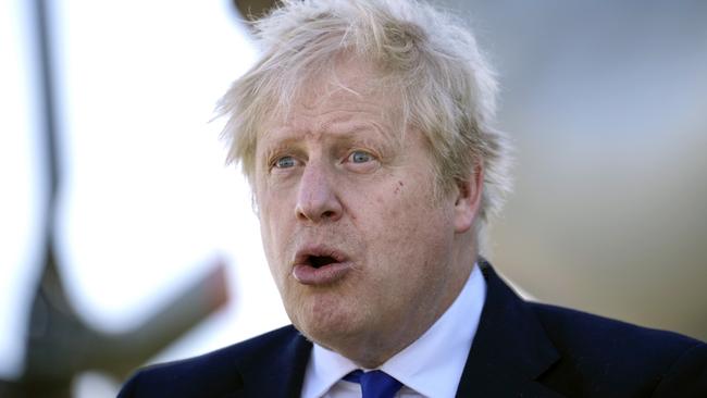 British Prime Minister Boris Johnson at the announcement of the Rwanda plan in April. Picture: Getty Images