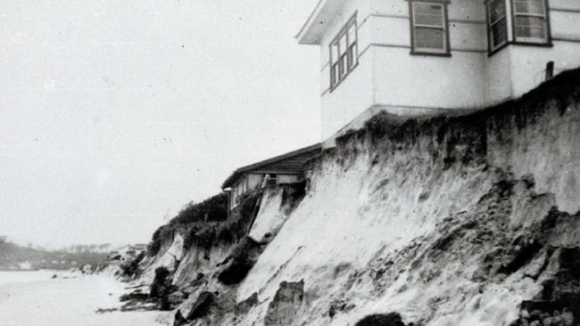 Erosion at the Palm Beach surf lifesaving club after the Great Gold Coast Cyclone of 1954.