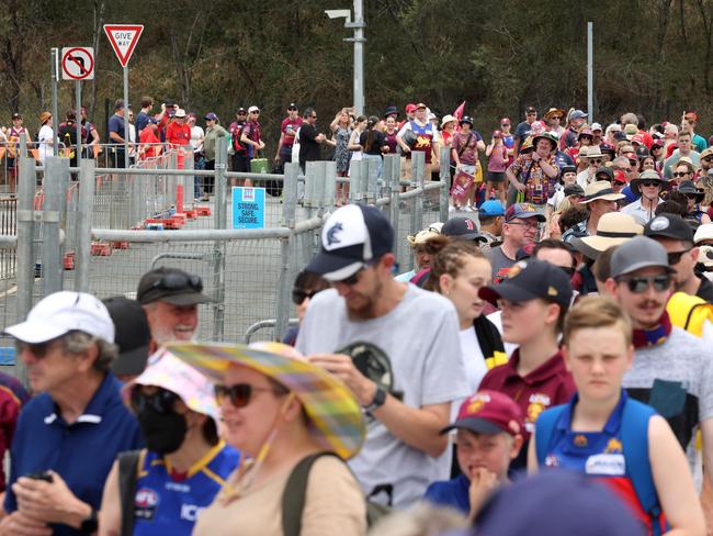 Crowds at the AFLW grand final, Springfield. Picture: Liam Kidston