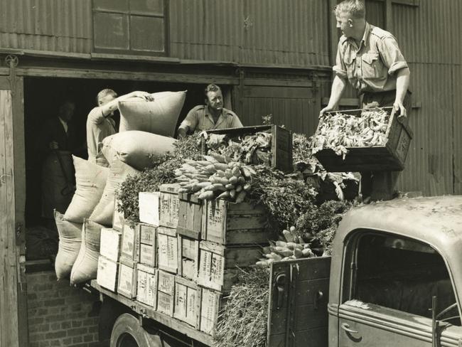 Keepers unload crates of food for the animals at Taronga.