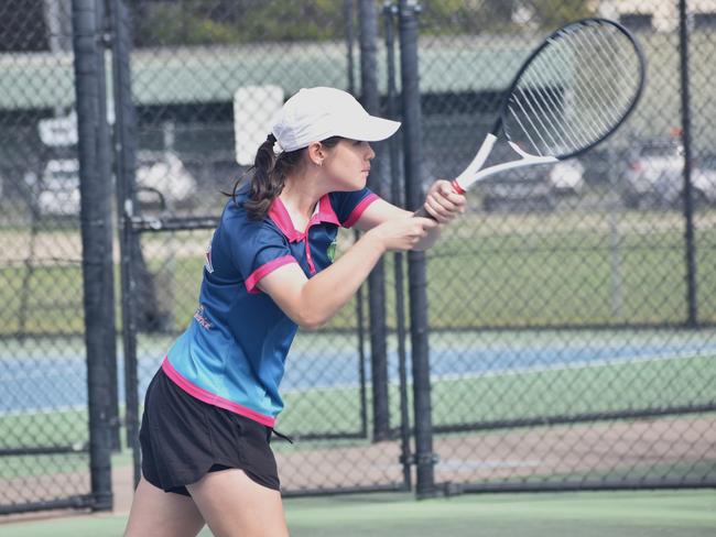 Players on court at the JDS Central Region tournament at the Rockhampton Regional Tennis Centre on July 14, 2024.