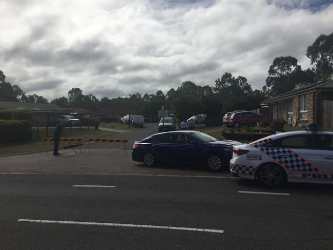 Eight police offers remain at the scene of a murder that occurred in Narangba last night.