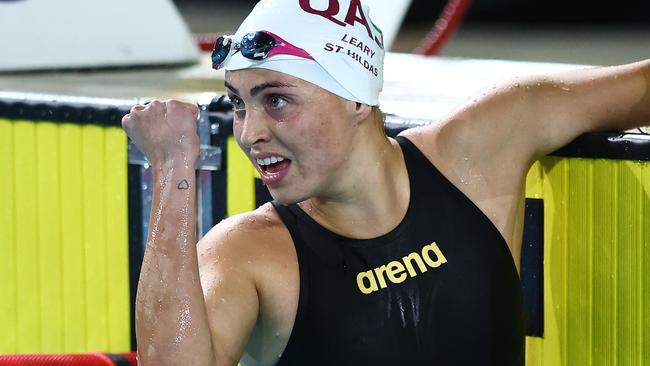 BRISBANE, AUSTRALIA - JUNE 11: Alexa Leary of Queensland celebrates winning the Womenâs Multi-Class 50m Freestyle Final during the 2024 Australian Swimming Trials at Brisbane Aquatic Centre on June 11, 2024 in Brisbane, Australia. (Photo by Chris Hyde/Getty Images)