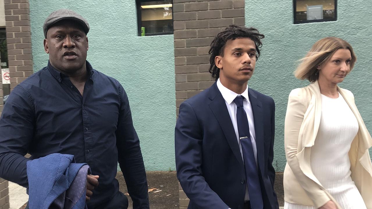 Tristan Sailor leaves Sutherland court with parents, including rugby league great Wendell Sailor.
