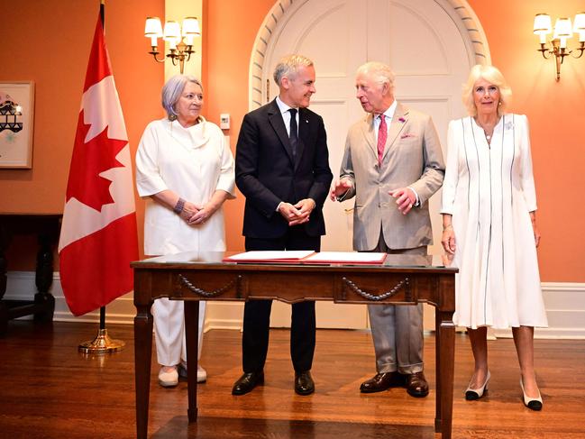 The royals pose with Canada's Governor-General Mary Simon and Prime Minister Mark Carney at the swearing in of the Privy Council at Rideau Hall, the official residence of the Governor-General of Canada, in Ottawa. Picture: AFP