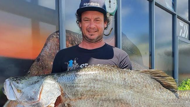 Ben Bujnowicz with his 1200mm barramundi, weighing 40lb. Supplied