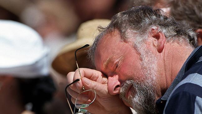 Alastair Douglas, friend of the late Bruce Guy, at memorial service for the sailors who lost their lives.