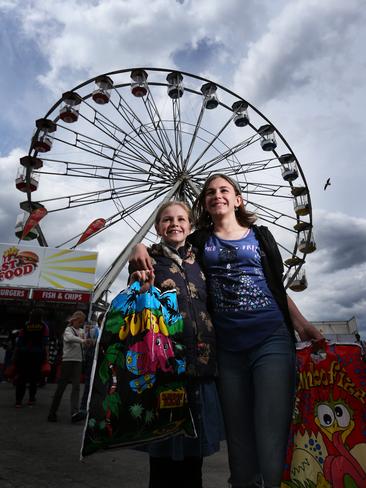 Sisters Heidi, 9, and Elsie Deakin, 11, of Neika, enjoying the show. Picture: NIKKI DAVIS-JONES