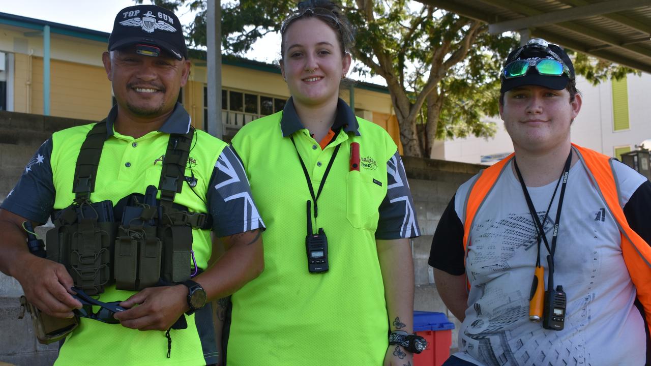 Adrenaline Games Qld owner and event organiser Ren Pascual, with volunteer Dakotah McCulloch and worker Xaidrian Johnson at Mackay Urban Gelsoft Games event at Mackay North State High School. Photo: Janessa Ekert