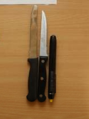 Two steak knives and a penlight were seized from Yallambee Lodge on May 17. Picture: Supplied/NewsWire