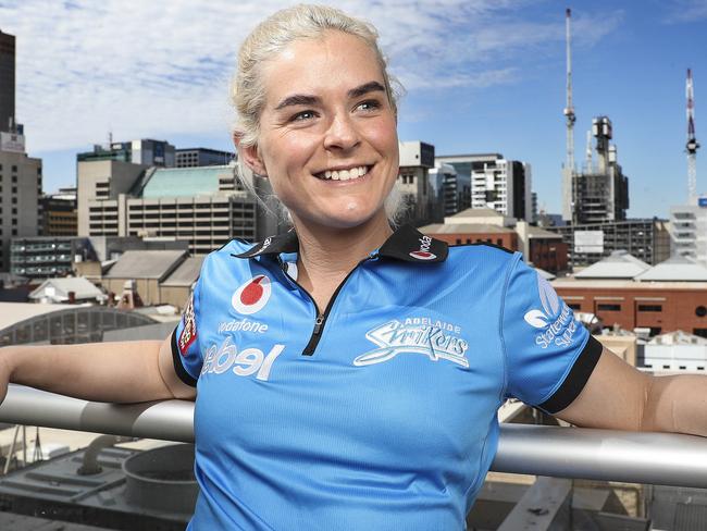 Middle-order batter Katie Mack is enjoying making herself at home in Adelaide ahead of the start of the WBBL season this weekend. Picture: SARAH REED