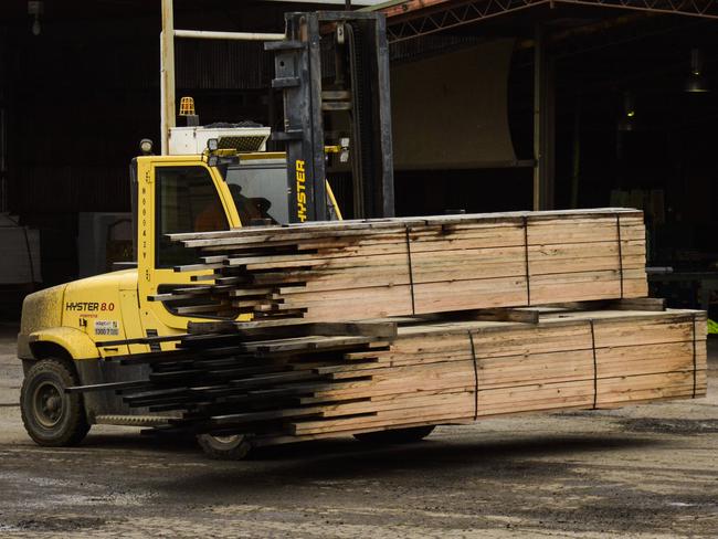 The Heyfield Mill has been importing logs from across the Bass Strait for several months. Picture: Dannika Bonser