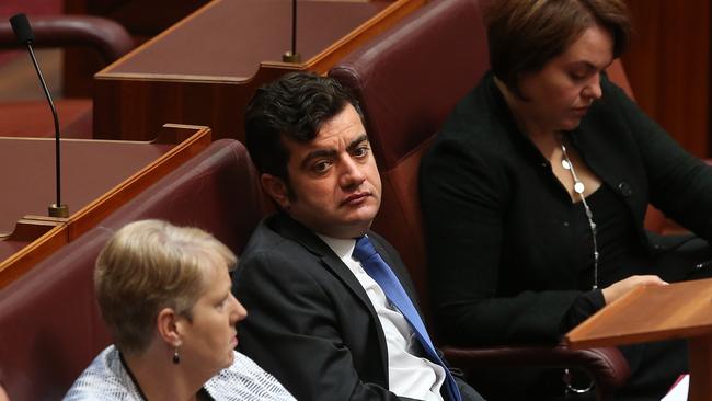 Senator Sam Dastyari in the Senate Chamber, at Parliament House in Canberra. Picture Kym Smith