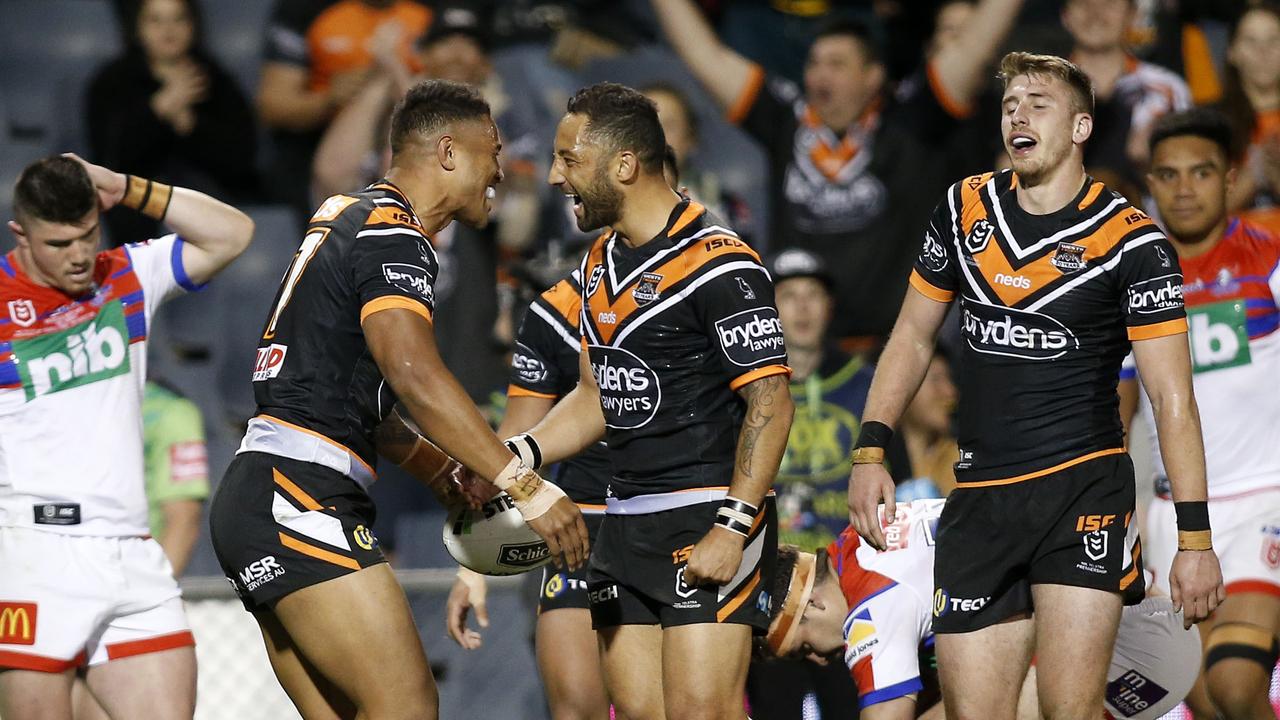 The Wests Tigers and the Knights both need to keep winning to have a shot at making the finals. (AAP Image/Darren Pateman)