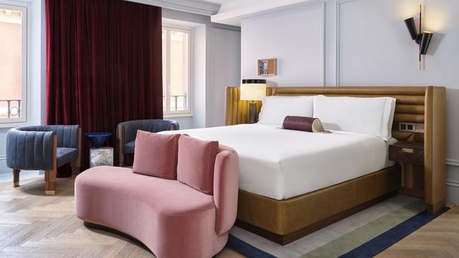 The W Hotel’s guestrooms embody Rome’s blend of antique and cutting-edge.