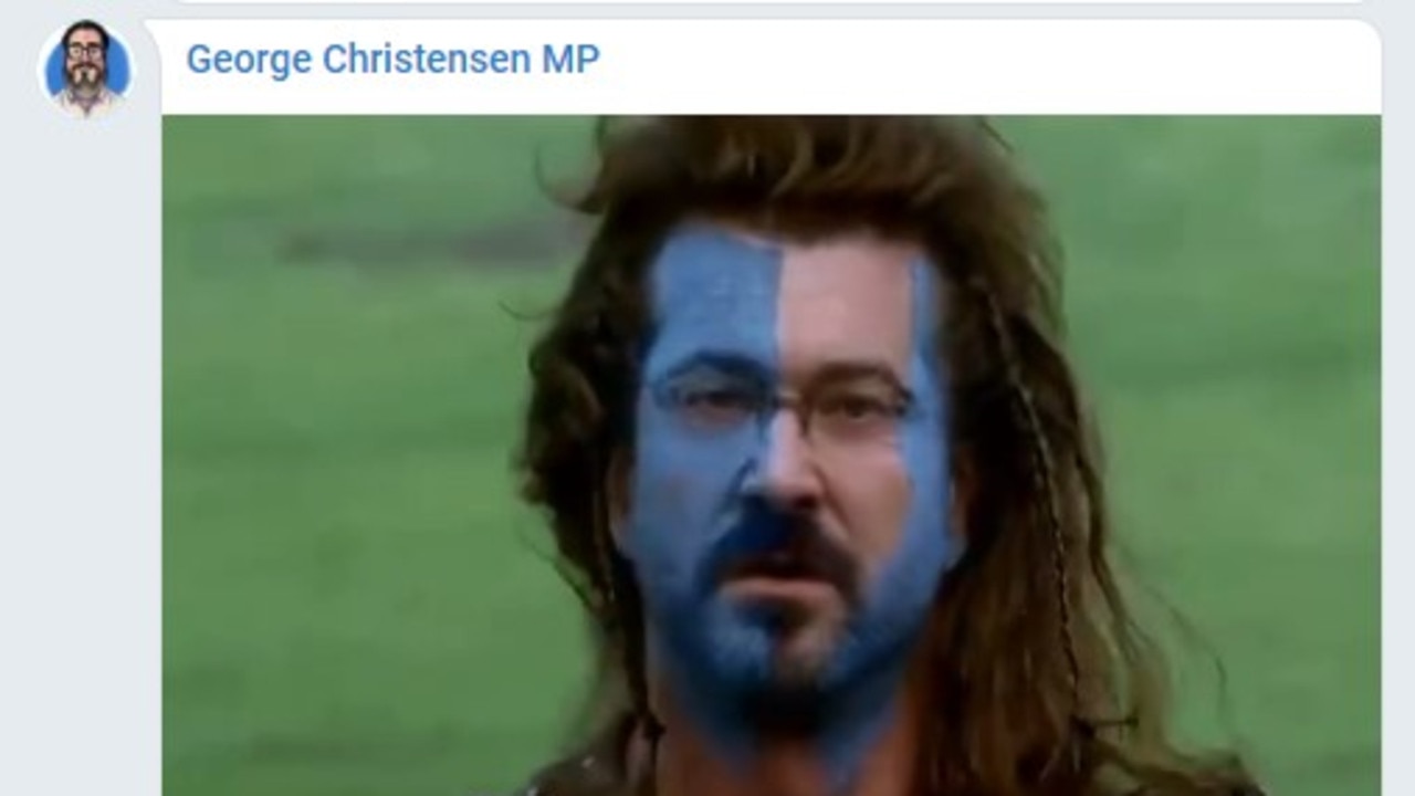 In a post to a private Telegram group, Mr Christensen likened himself to Braveheart.