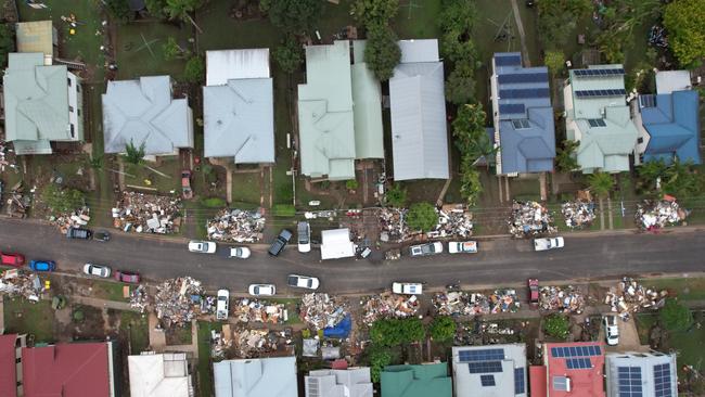 Masses of debris and flood damage in central Lismore after the historic rain bomb that wrecked northern NSW and southern Queensland last month. Picture: NCA NewsWire / Danielle Smith