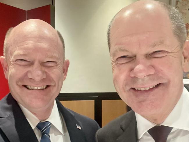 US Senator Chris Coons finds doppelganger in German Chancellor Olaf Scholz. Picture: X