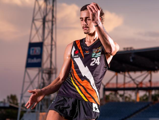 AFL draft hopeful Joel Jeffrey pictured at TIO Stadium.Picture: Che Chorley