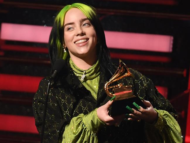 US singer-songwriter Billie Eilish accepts the award for best Best New Artist during the 62nd Annual Grammy Awards on January 26, 2020, in Los Angeles. (Photo by Robyn Beck / AFP)