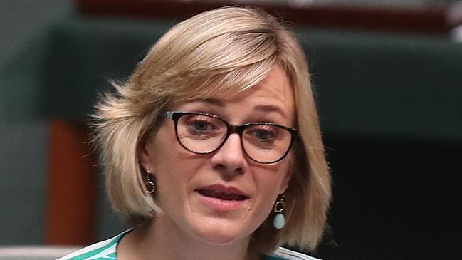 Zali Steggall  delivering her maiden speech in the House of Representatives Chamber, at Parliament House in Canberra. Picture Kym Smith