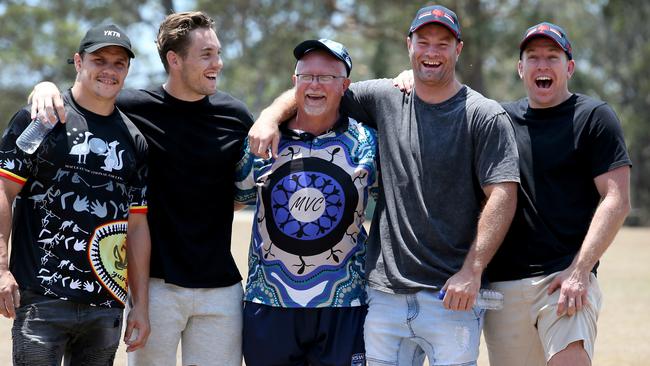 James Roberts, Cameron Murray, Mark Morrison, Boyd Cordner and Mitchell Aubusson. Picture: Nathan Edwards