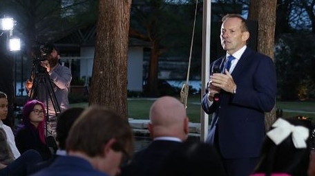 Former Australian prime minister Tony Abbott has spoken at the University of Austin, proclaiming it will be ‘one of the great universities of the world’ in 100 years and its first students will be ‘pioneers’. Picture: UATX