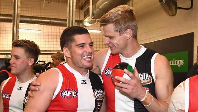 Club champions Leigh Montagna and Nick Riewoldt have played their final matches. Picture: Getty Images