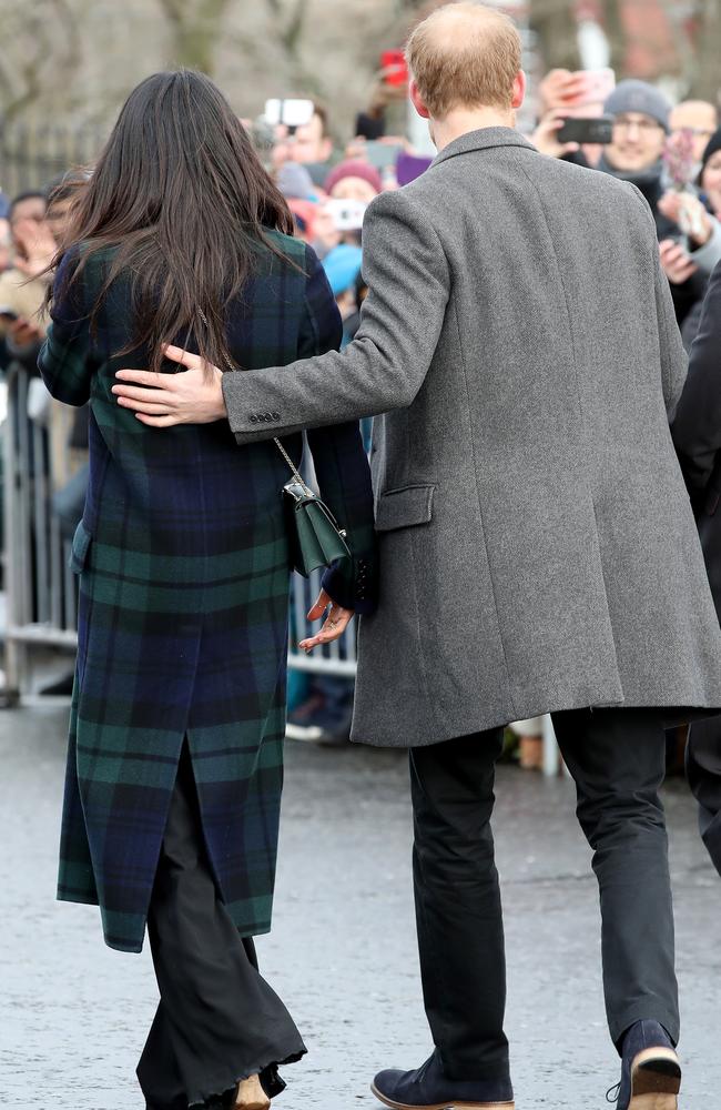 Meghan Markle showed off a stunning Burberry tartan coat during the outing. Picture: Chris Jackson/Getty Images