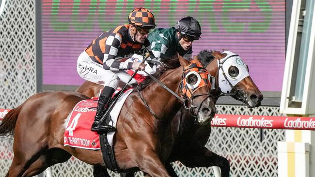 Southport Tycoon ridden by Mark Zahra wins the Ladbrokes Manikato Stakes at Moonee Valley Racecourse on September 27, 2024 in Moonee Ponds, Australia. (Photo by George Salpigtidis/Racing Photos via Getty Images)