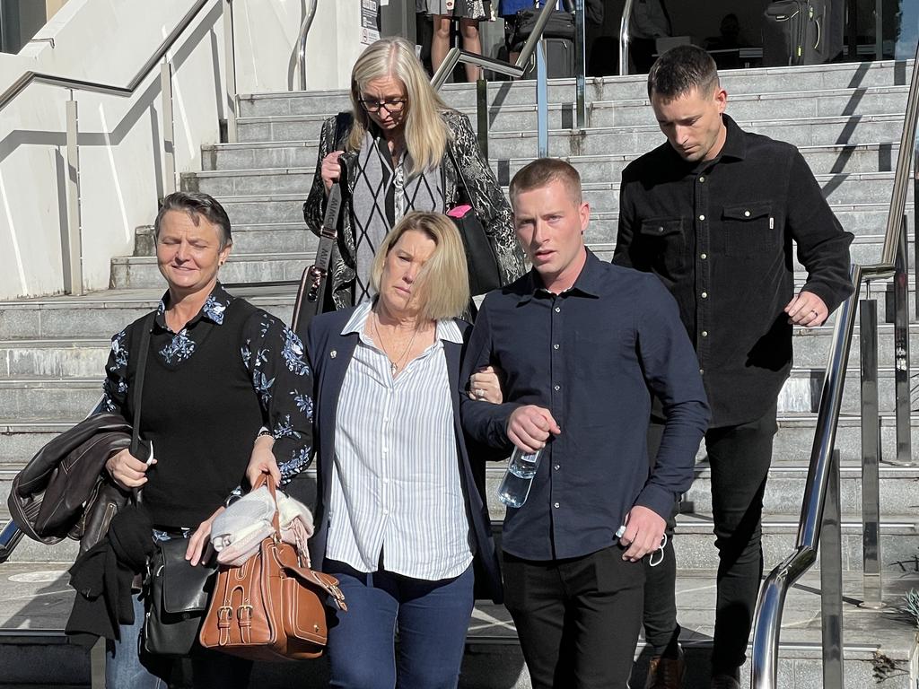 Family and friends of Libby Ruge outside Wollongong Court. Picture: Dylan Arvela