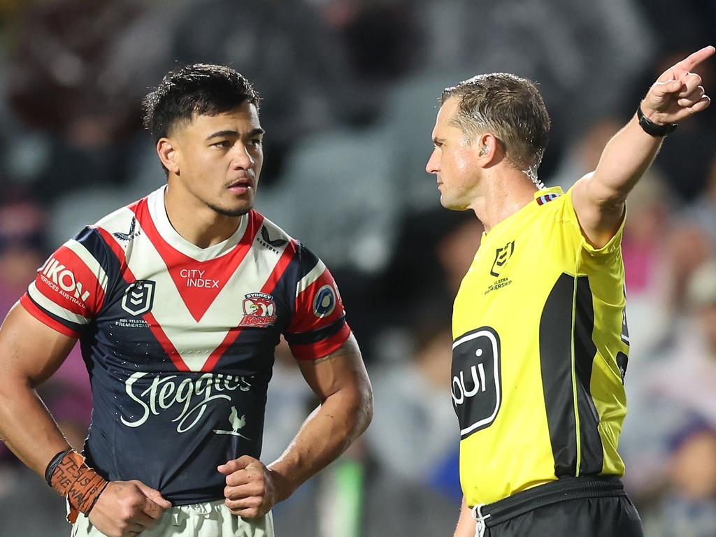 Fetalaiga Pauga is facing a hefty ban after being sent off on Saturday. Picture: Scott Gardiner/Getty Images