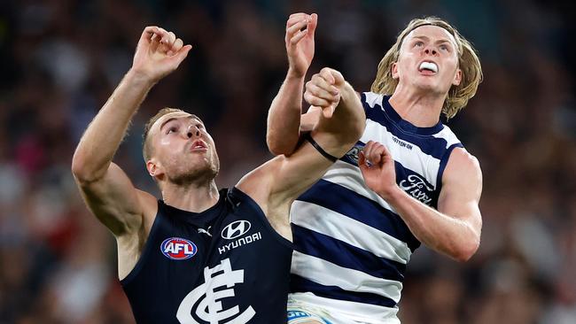 A young hothead escaped serious charges stemming from a punch-on at the Carlton v Geelong game, thanks to a well-timed birthday. Picture: Getty Images