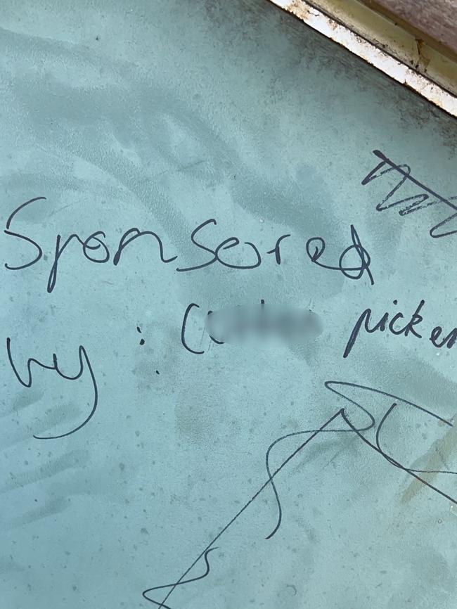 Racist remarks written on school property at Dandenong High School. Picture: Supplied