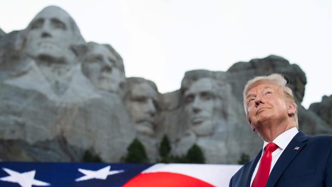 US President Donald Trump at Mount Rushmore in South Dakota on July 3. Picture: AFP