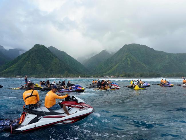 Teahupoo set the scene for the final of the Tahiti World Surf League (WSL) ahead of the Paris 2024 Olympic Games. Picture: AFP