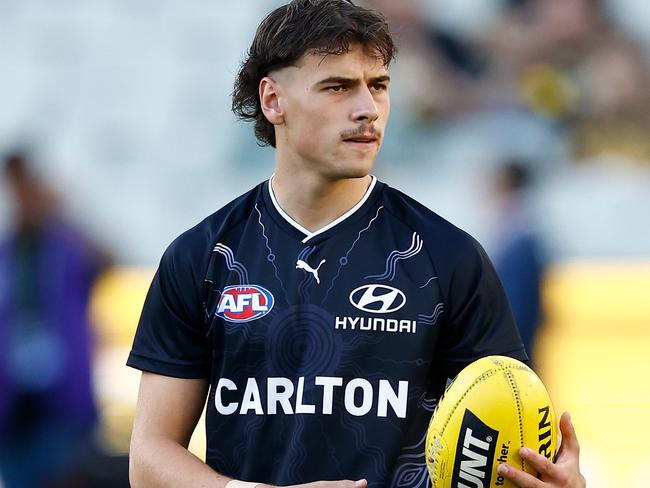 Lucas Camporeale had 20 disposals in his AFL debut. Picture: Michael Willson/AFL Photos via Getty Images