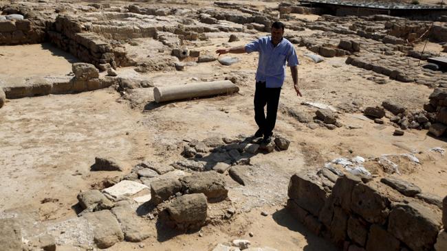 A man walks through remains of St. Hilarion's monastery. Picture: AP