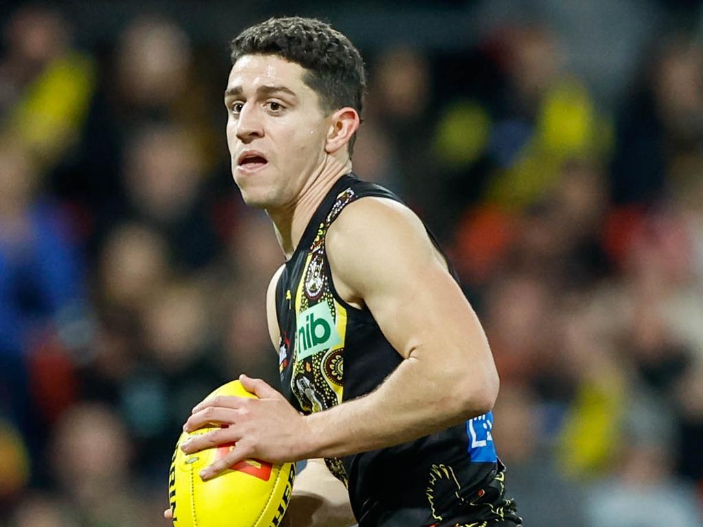 Jason Castagna was one of the chief villains of Richmond’s capitulation. Picture: Russell Freeman/AFL Photos via Getty Images