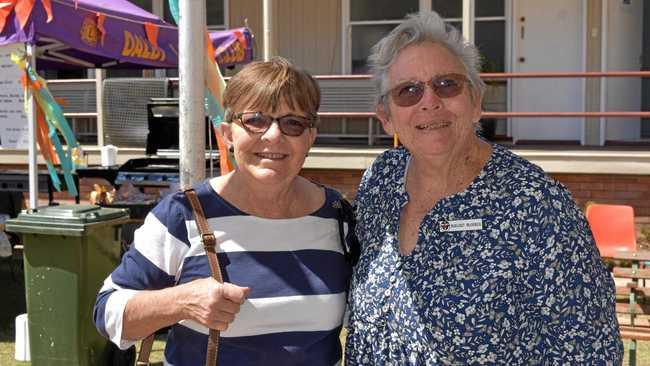 MARKET DAY: Audrey Fresser and Margaret Brandrick at the annual Dalby Uniting Church market day and garage sale. Picture: Shannon Hardy