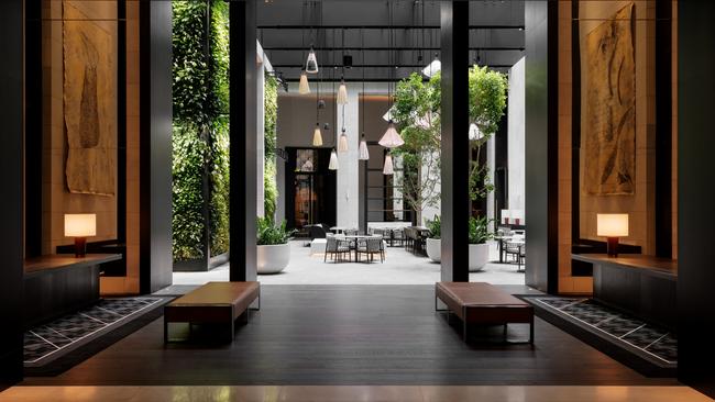 The lobby at the new Capella Sydney. Picture: Timothy Kaye