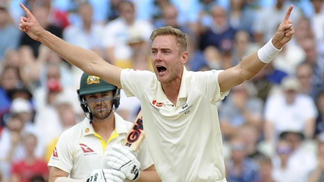 Travis Head survives a close lbw shout from Stuart Broad. Picture: AP