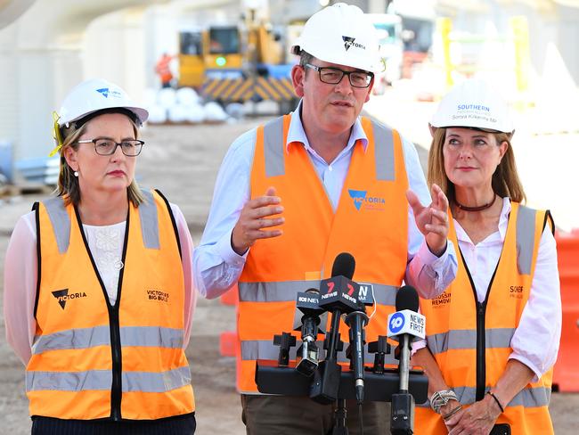 Jacinta Allan (left) will stay at the helm of Victoria’s big build, while Sonya Kilkenny (right) will take over as planning minister. Picture: AAP