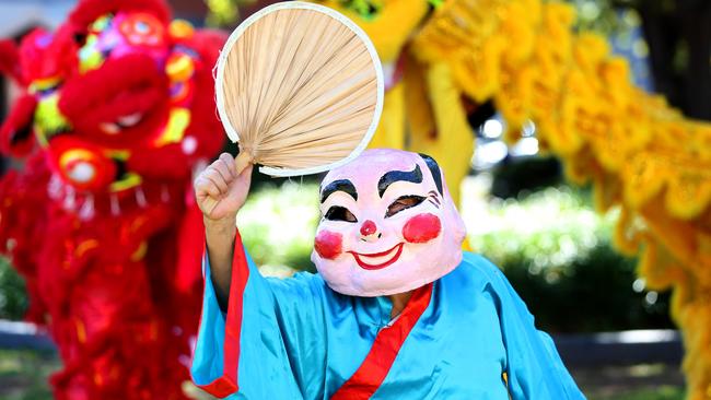 Sydney Youth Dragon and Lion Dance Troupe during last year’s Lunar New Year celebrations at Parramatta. Picture: Angelo Velardo