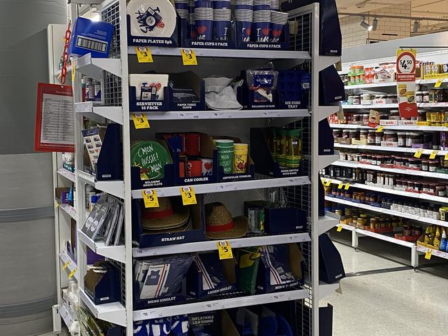 Merchandise for Australia Day in coles. Picture: Supplied