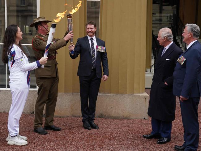 Britain's King Charles III attends the start of the Australian Legacy Torch Relay at Buckingham Palace in London. Picture: AFP