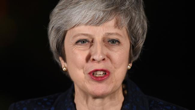 British Prime Minister Theresa May outside No 10 Downing Street after winning yesterday’s confidence vote. Picture: AFP