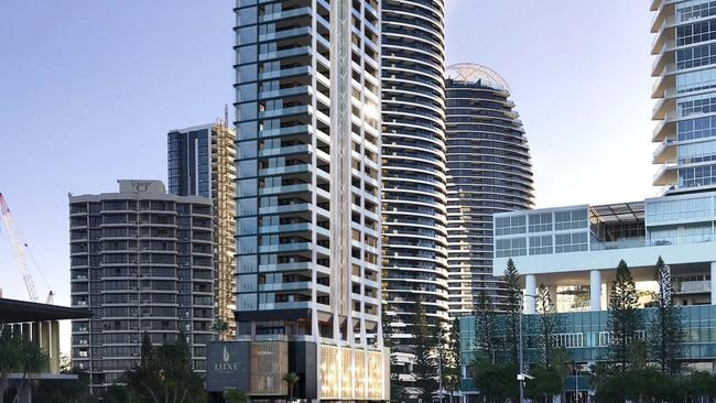 An atist impression of the Luxe Broadbeach tower on the corner of Old Burleigh Rd and Charles Ave