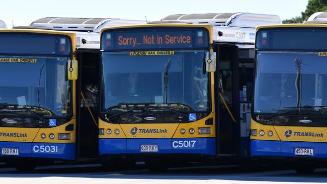 Bus drivers say Chermside Interchange is a hub for fare evaders and one says he always scans the station for trouble as he pulls in. Picture: AAP/Darren England