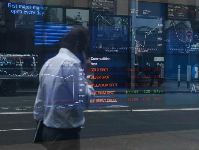 SYDNEY, AUSTRALIA - NewsWire Photos -MARCH 15 2022:  A general view of the latest market movements at the Australian Stock Exchange in Sydney as the impact of Russia's invasion of Ukraine is felt across the world economy. Picture NCA Newswire/ Gaye Gerard